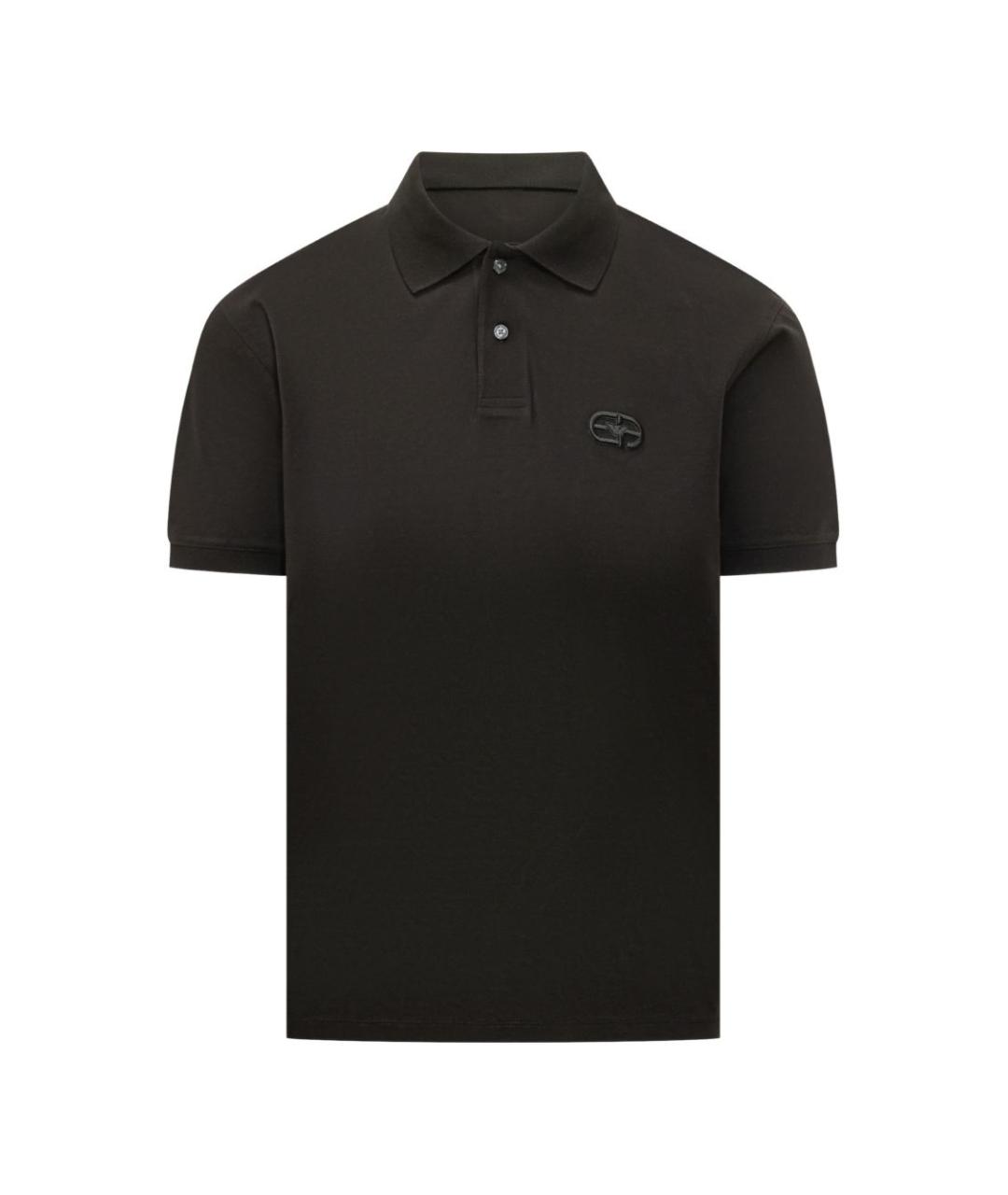 EMPORIO ARMANI Черное хлопковое поло с коротким рукавом, фото 1