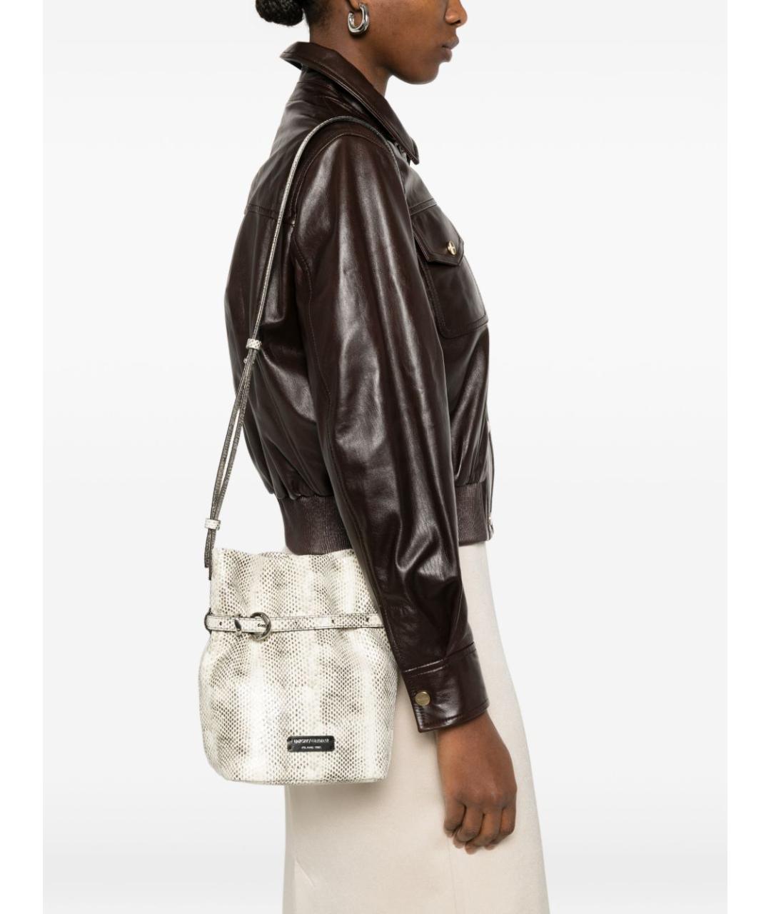 EMPORIO ARMANI Серая кожаная сумка через плечо, фото 2