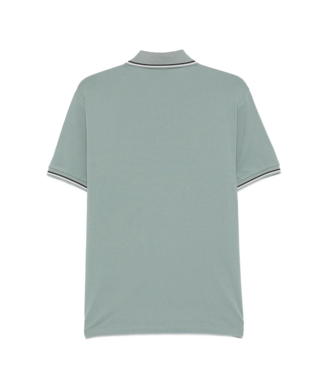 EMPORIO ARMANI Голубое хлопковое поло с коротким рукавом, фото 2