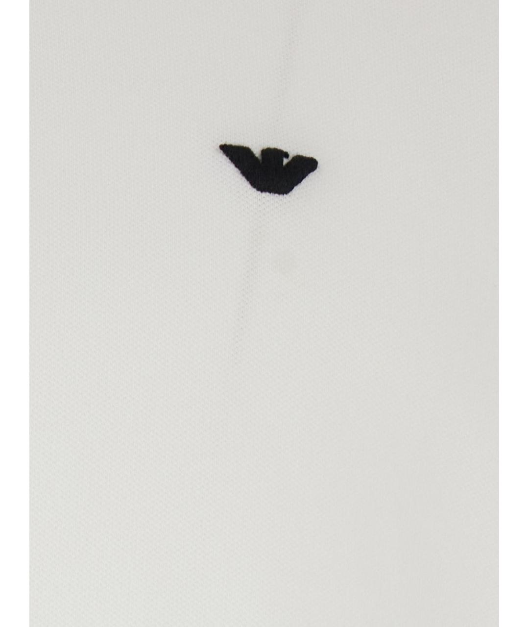 EMPORIO ARMANI Белое хлопковое поло с коротким рукавом, фото 2