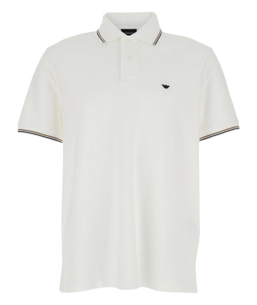 EMPORIO ARMANI Белое хлопковое поло с коротким рукавом, фото 1