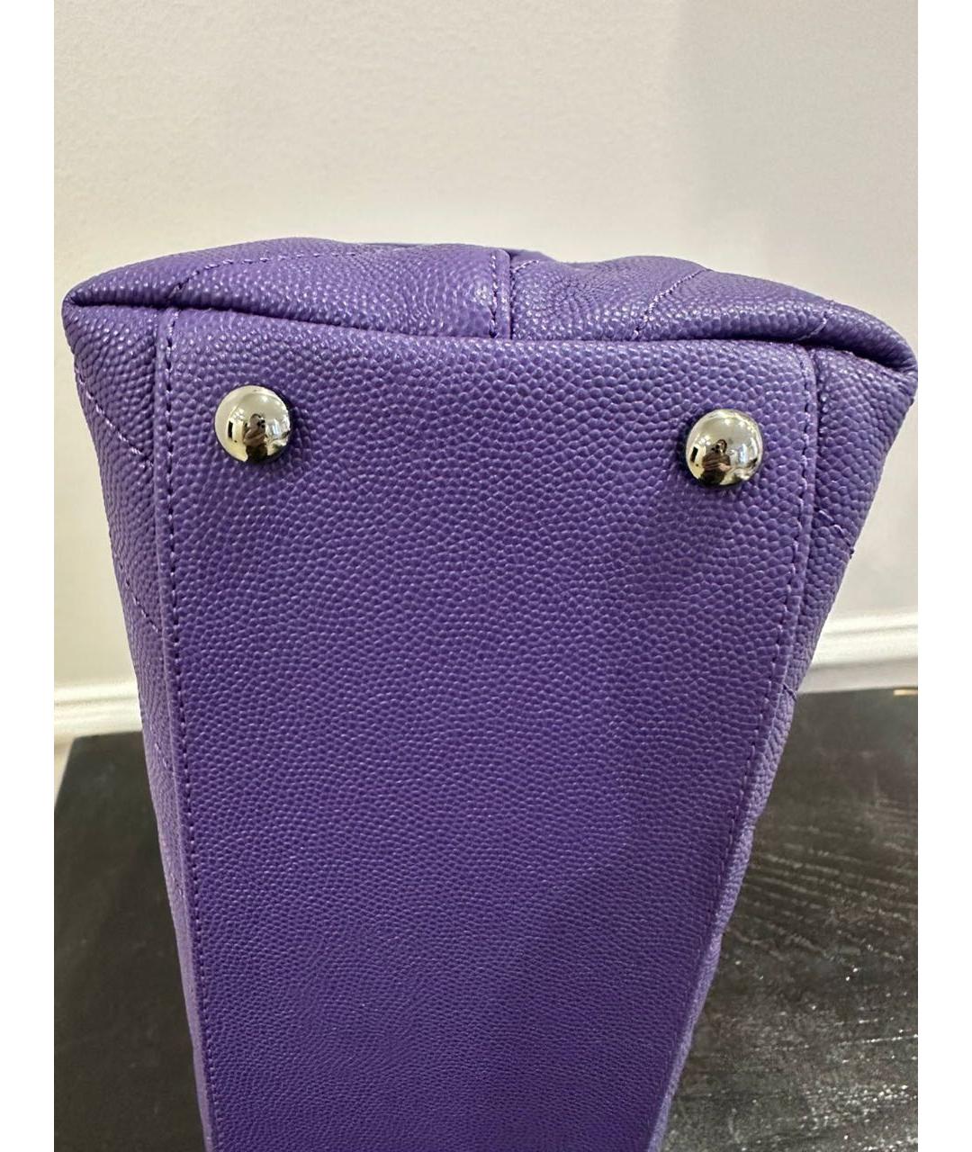 CHANEL Фиолетовая кожаная сумка с короткими ручками, фото 2