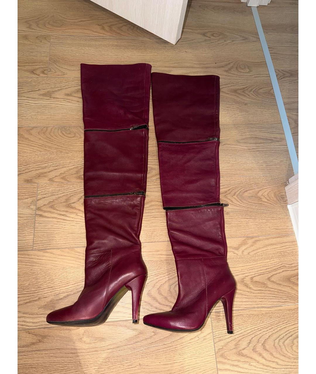 ALEXANDER ARUTYUNOV Бордовые кожаные ботфорты, фото 8