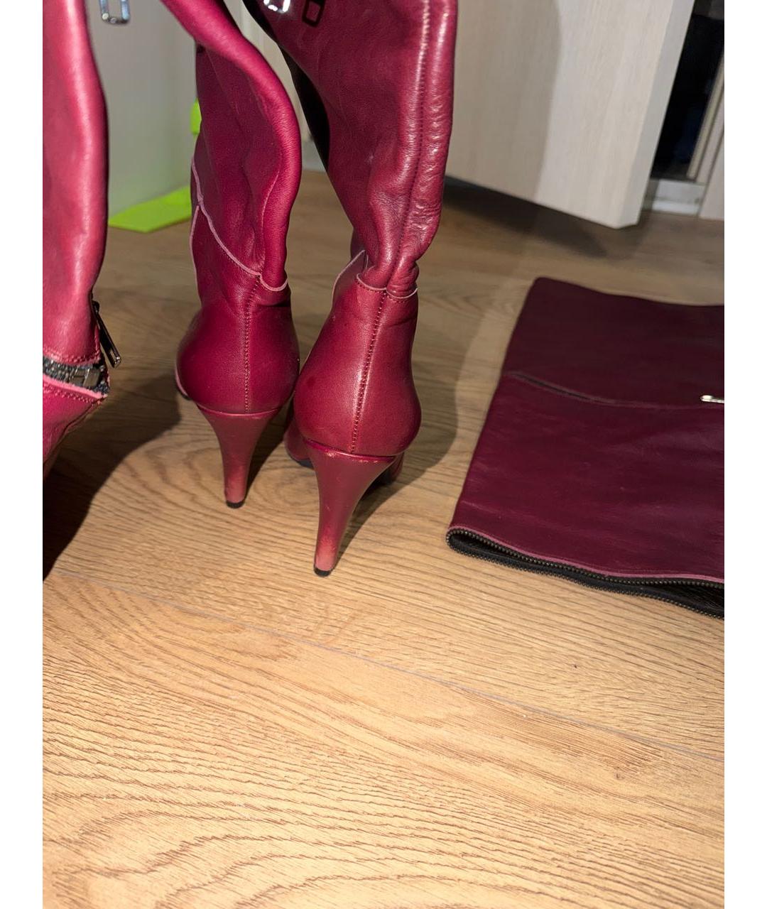 ALEXANDER ARUTYUNOV Бордовые кожаные ботфорты, фото 7