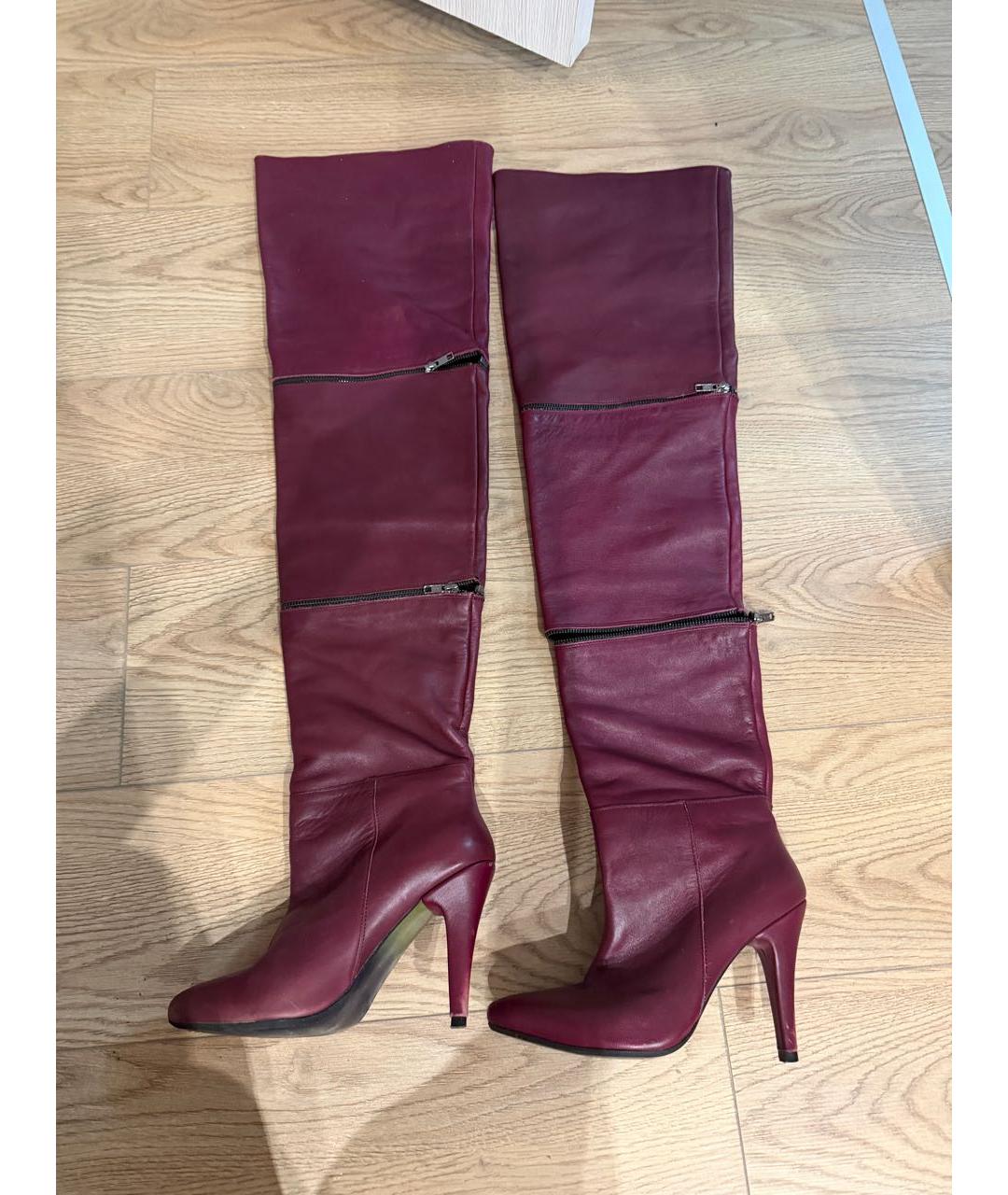 ALEXANDER ARUTYUNOV Бордовые кожаные ботфорты, фото 6