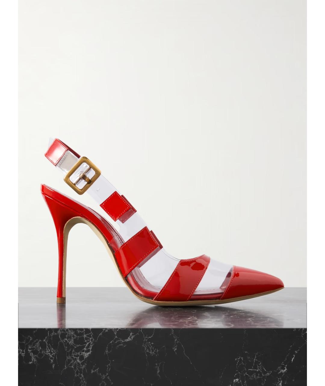 MANOLO BLAHNIK Красные туфли из лакированной кожи, фото 4