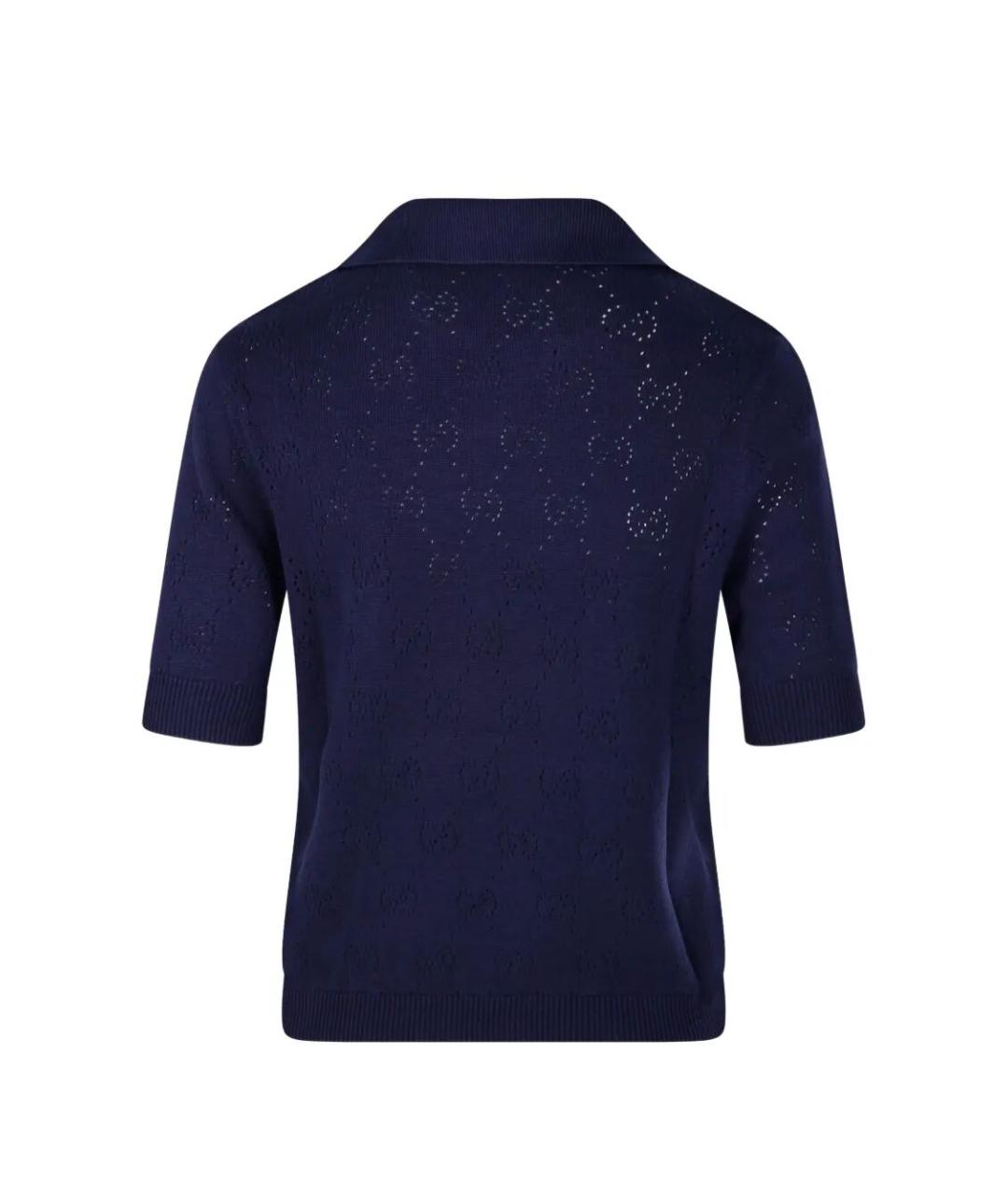 GUCCI Синяя шелковая футболка, фото 2