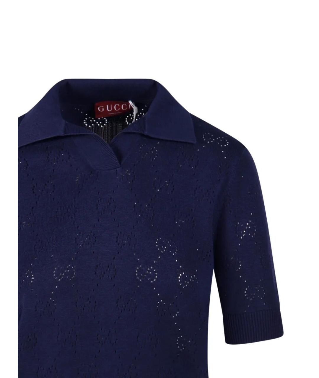 GUCCI Синяя шелковая футболка, фото 3