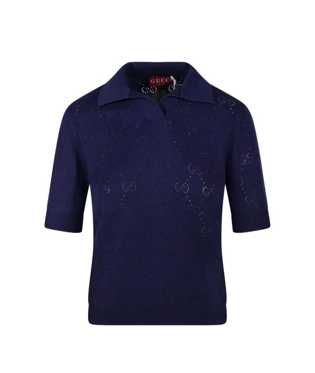 GUCCI Синяя шелковая футболка, фото 1