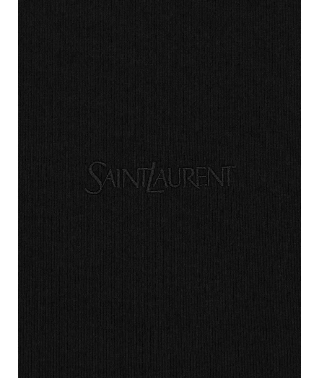 SAINT LAURENT Черная хлопковая футболка, фото 2