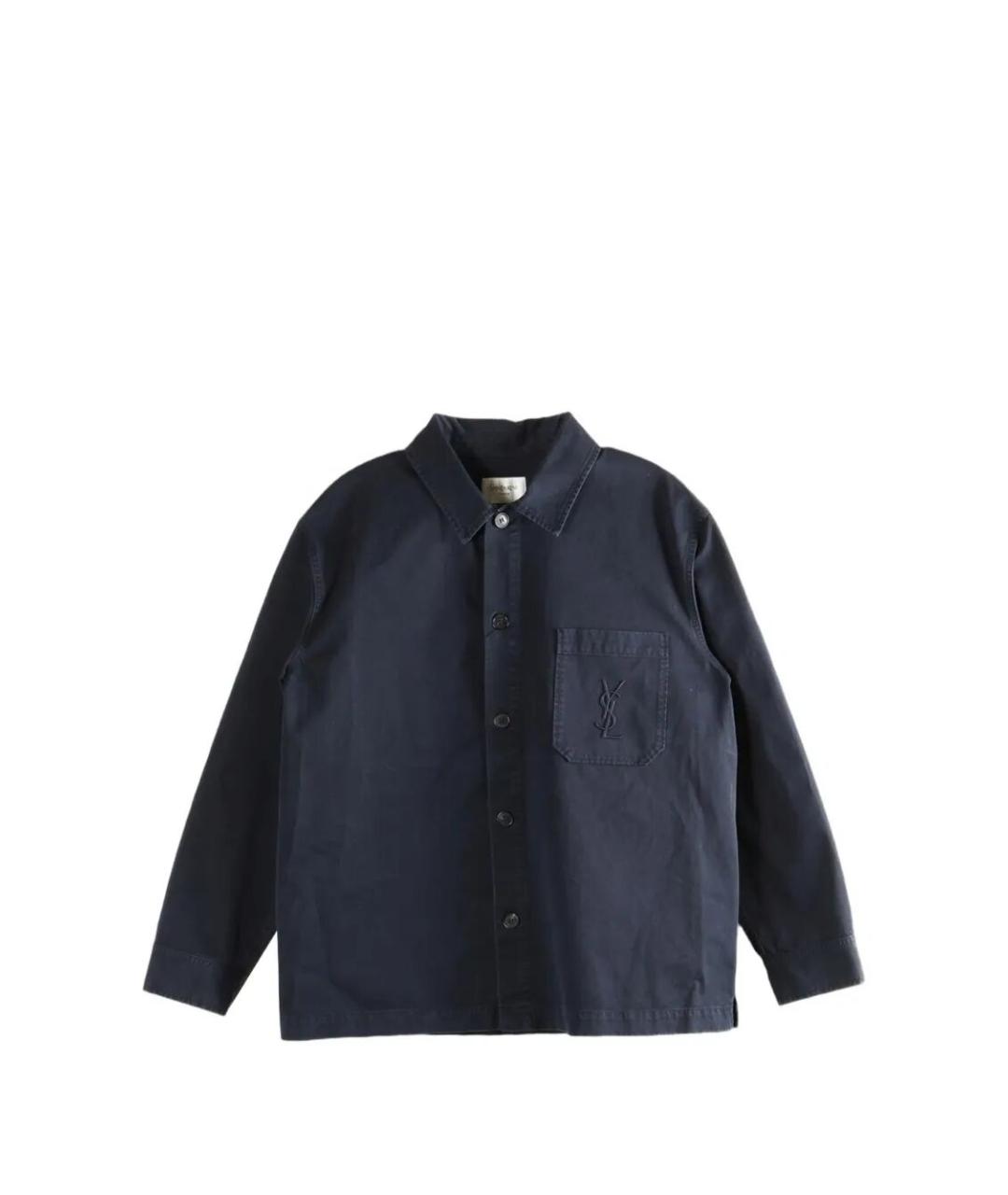 SAINT LAURENT Темно-синяя хлопковая кэжуал рубашка, фото 6