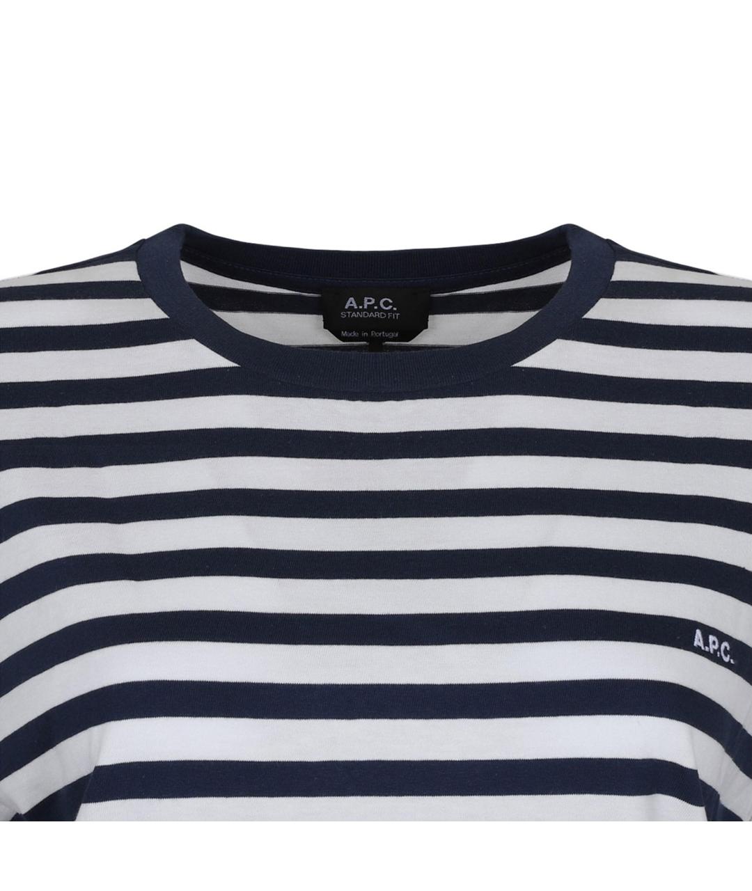 A.P.C. Темно-синяя хлопковая футболка, фото 3