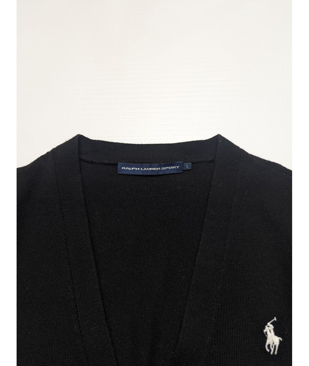RALPH LAUREN Черный шерстяной кардиган, фото 3