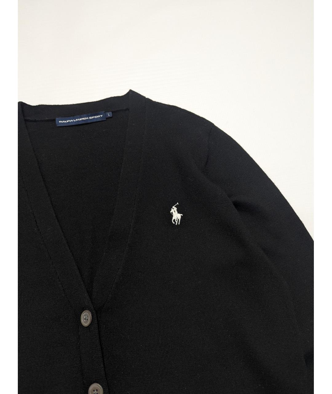 RALPH LAUREN Черный шерстяной кардиган, фото 2