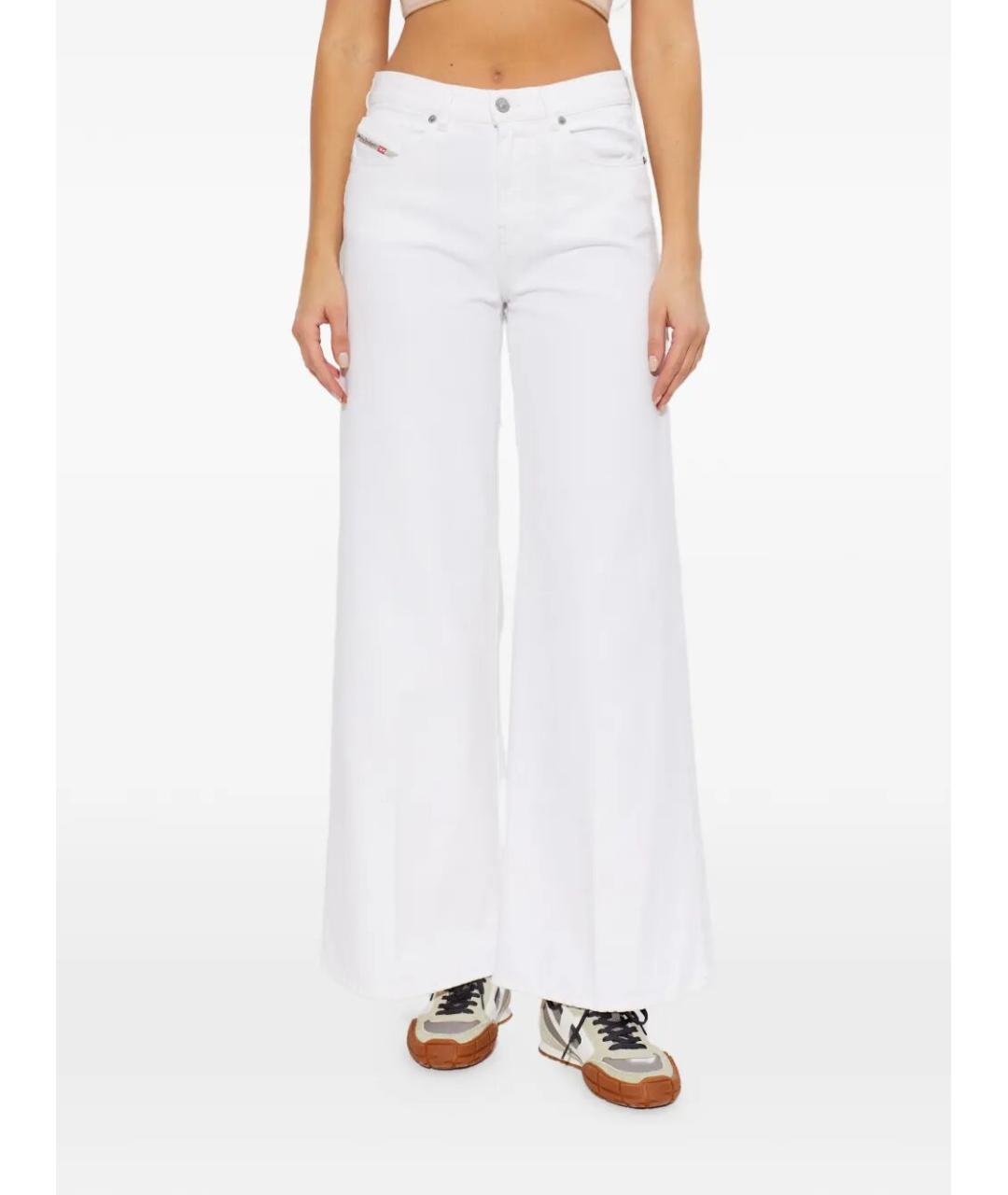 DIESEL Белые хлопковые прямые джинсы, фото 3
