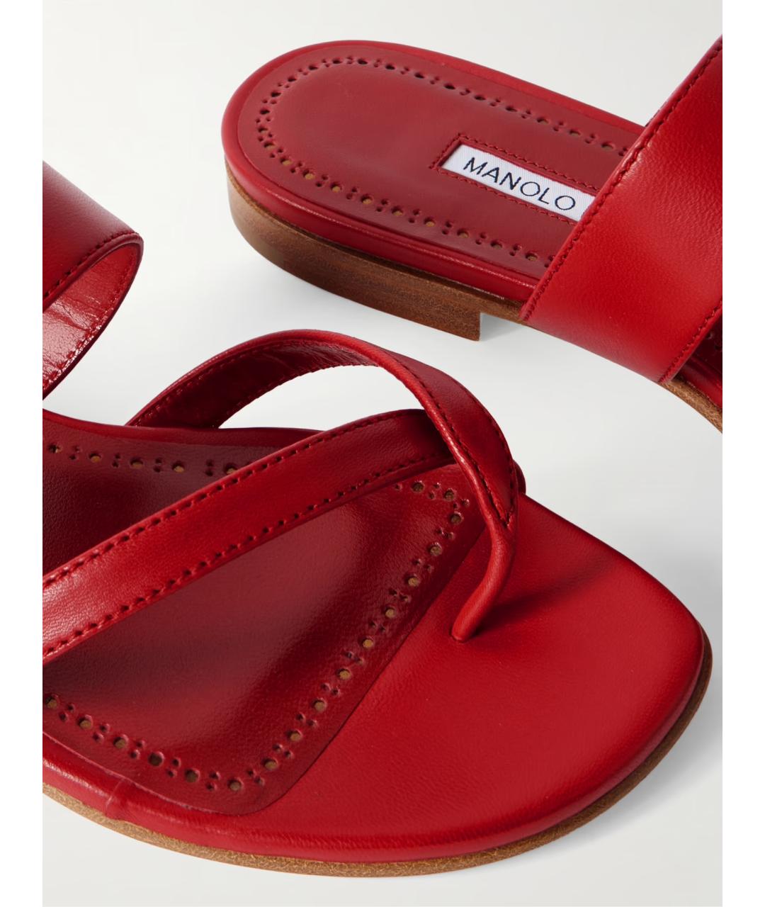 MANOLO BLAHNIK Красные кожаные сандалии, фото 5