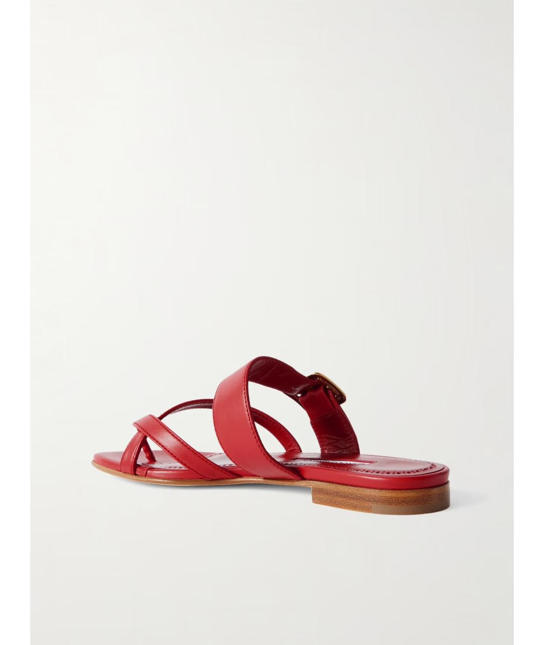 MANOLO BLAHNIK Красные кожаные сандалии, фото 4