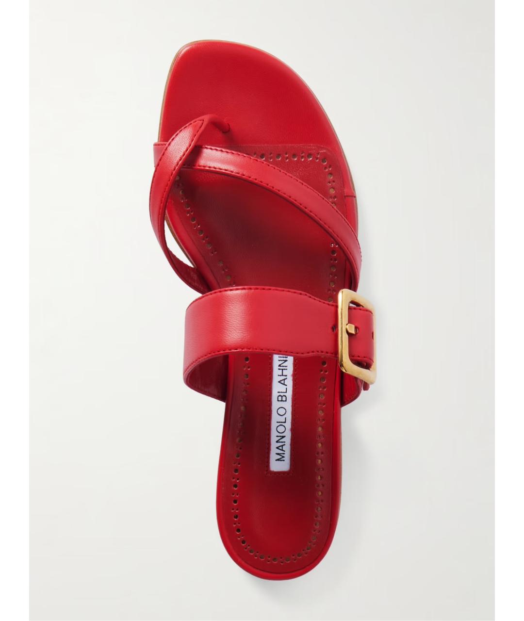 MANOLO BLAHNIK Красные кожаные сандалии, фото 3