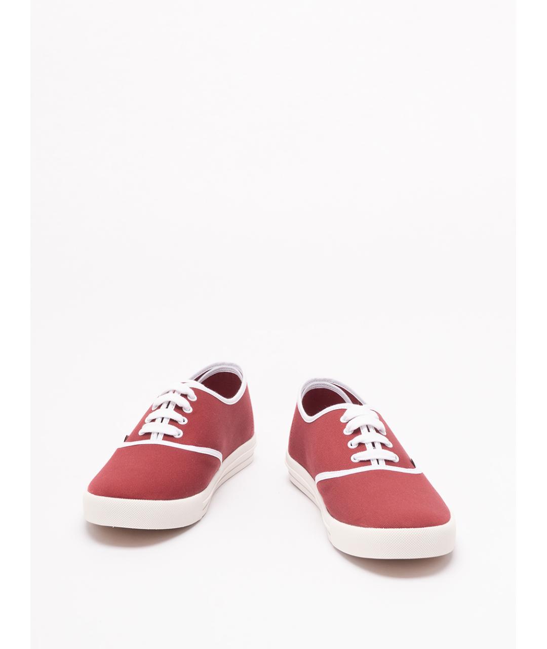 PRADA Бордовые текстильные низкие кроссовки / кеды, фото 2