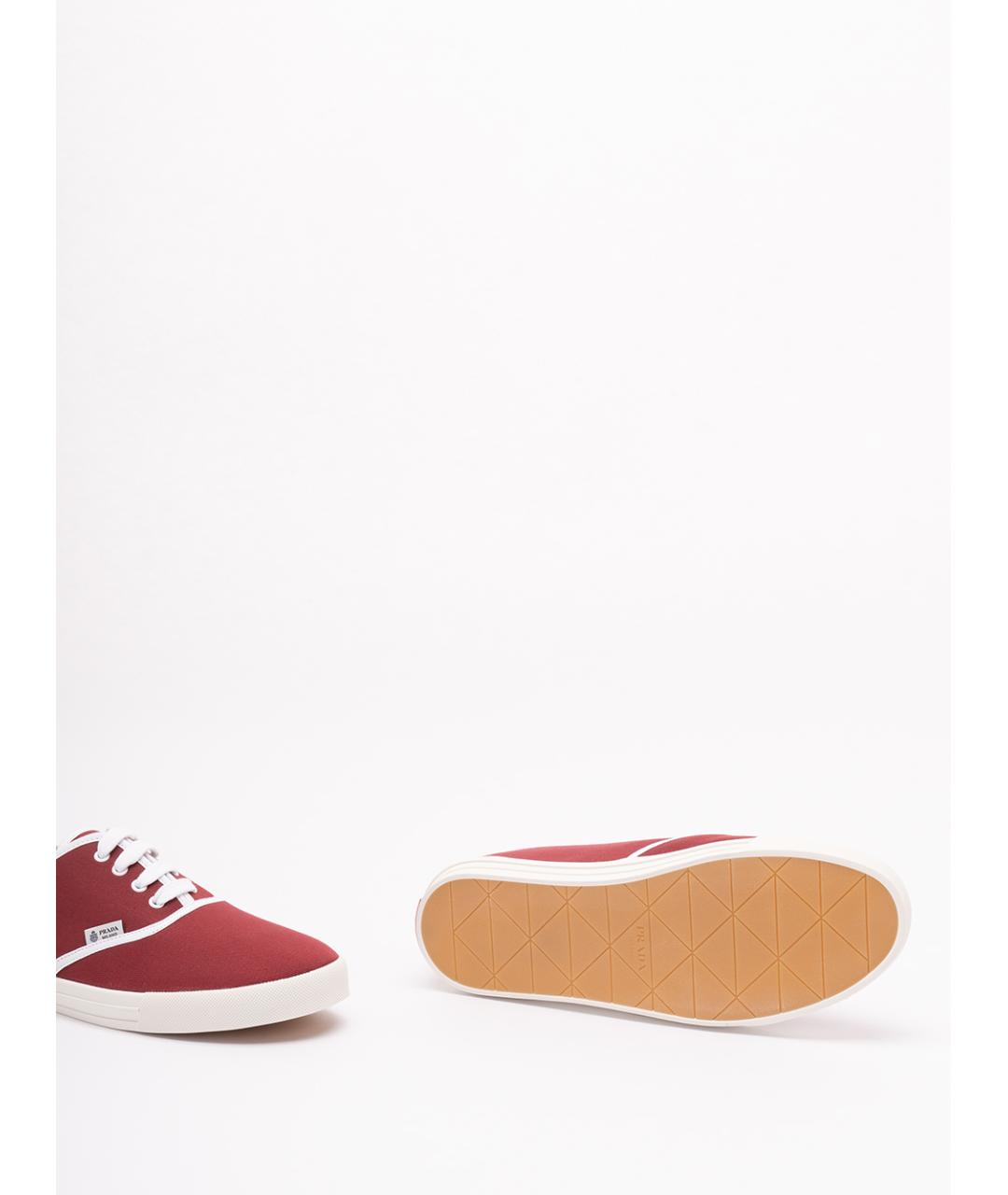 PRADA Бордовые текстильные низкие кроссовки / кеды, фото 4