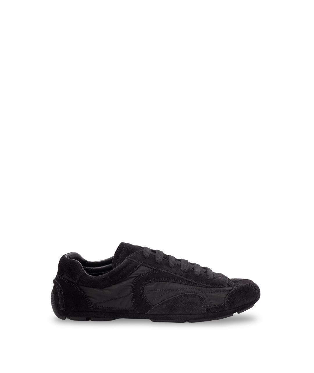 PRADA Черные замшевые низкие кроссовки / кеды, фото 7