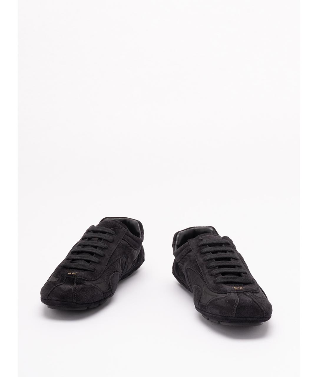 PRADA Черные замшевые низкие кроссовки / кеды, фото 2