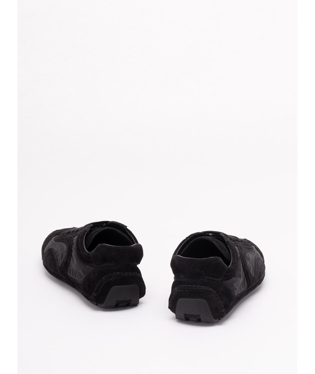 PRADA Черные замшевые низкие кроссовки / кеды, фото 3
