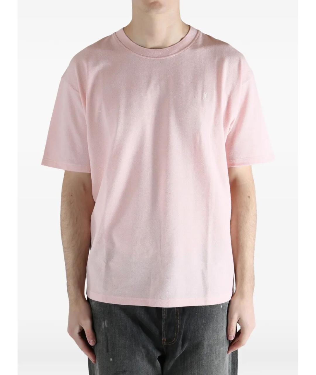 SAINT LAURENT Розовая хлопковая футболка, фото 4