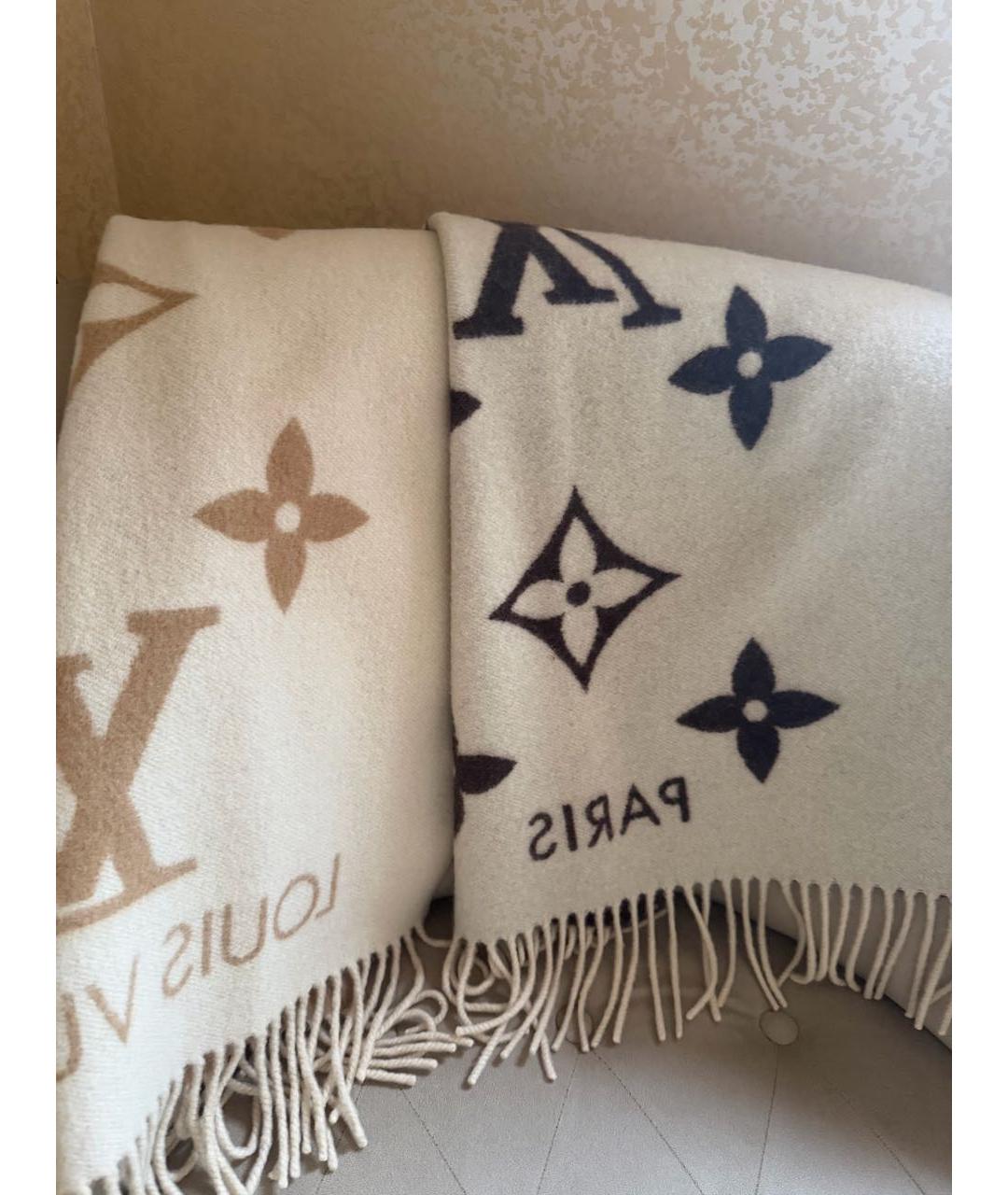 LOUIS VUITTON Коричневый кашемировый шарф, фото 5