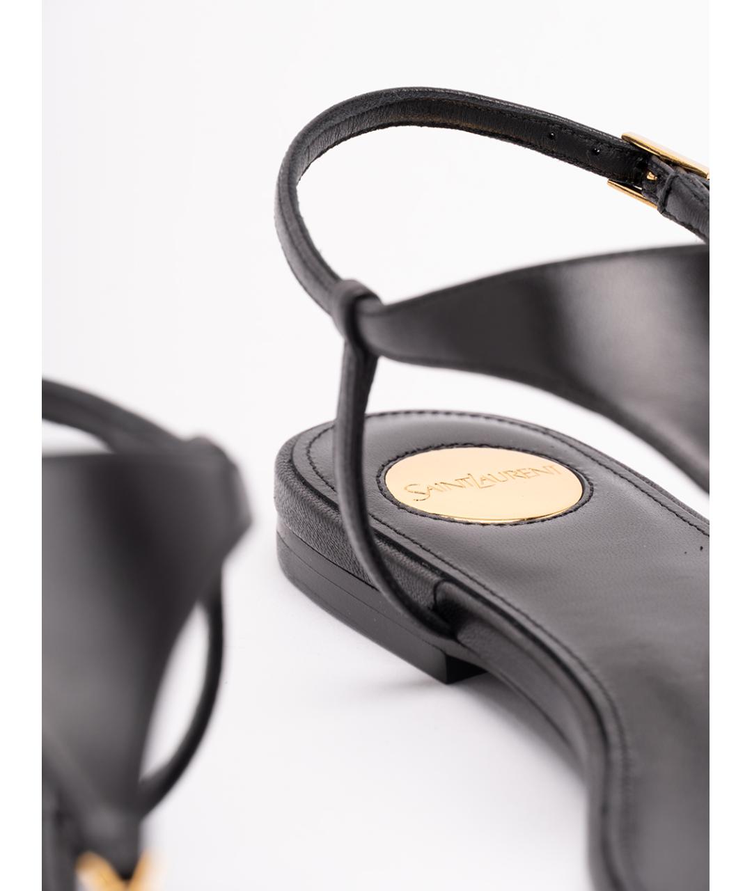 SAINT LAURENT Черные кожаные сандалии, фото 5