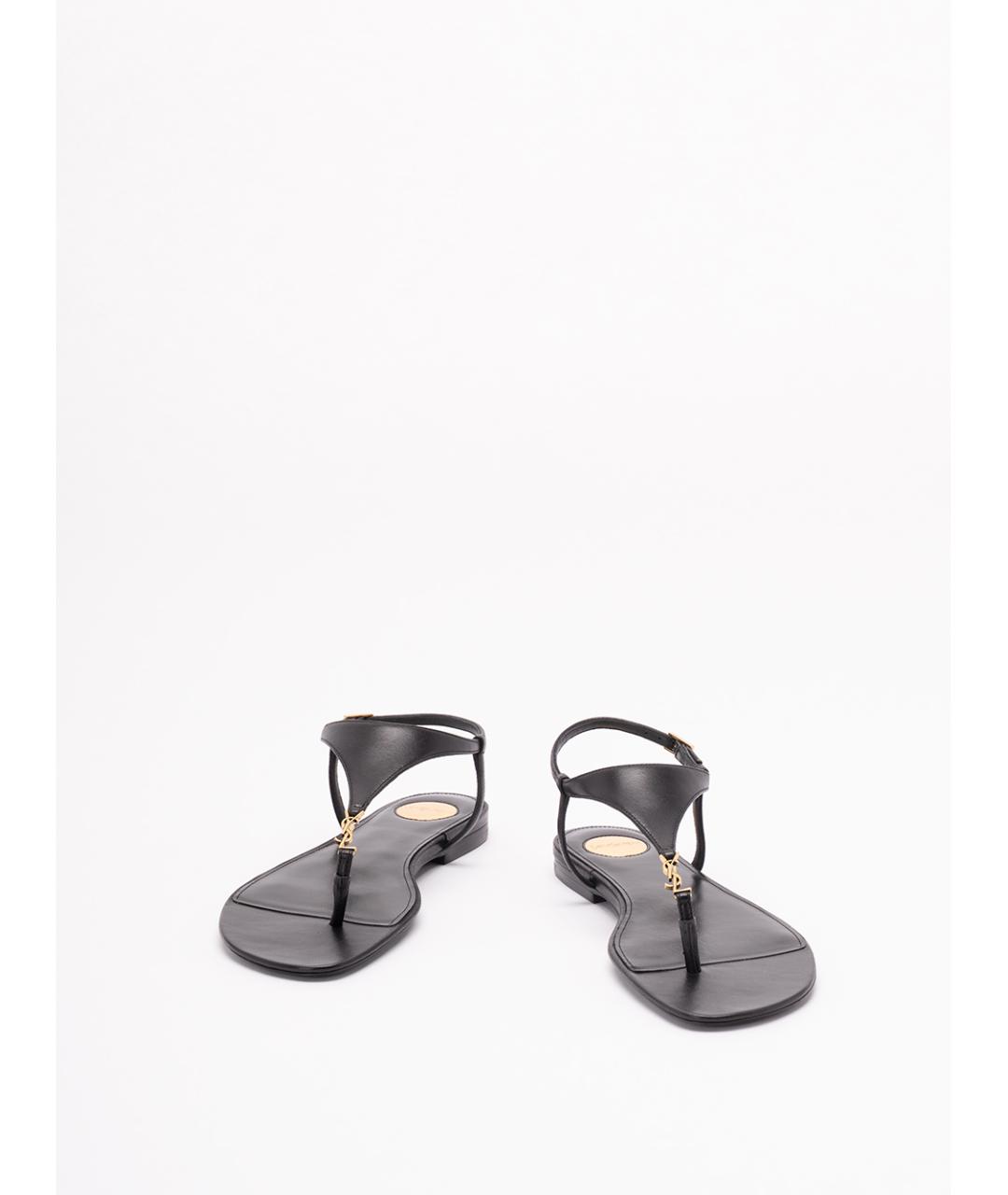 SAINT LAURENT Черные кожаные сандалии, фото 2