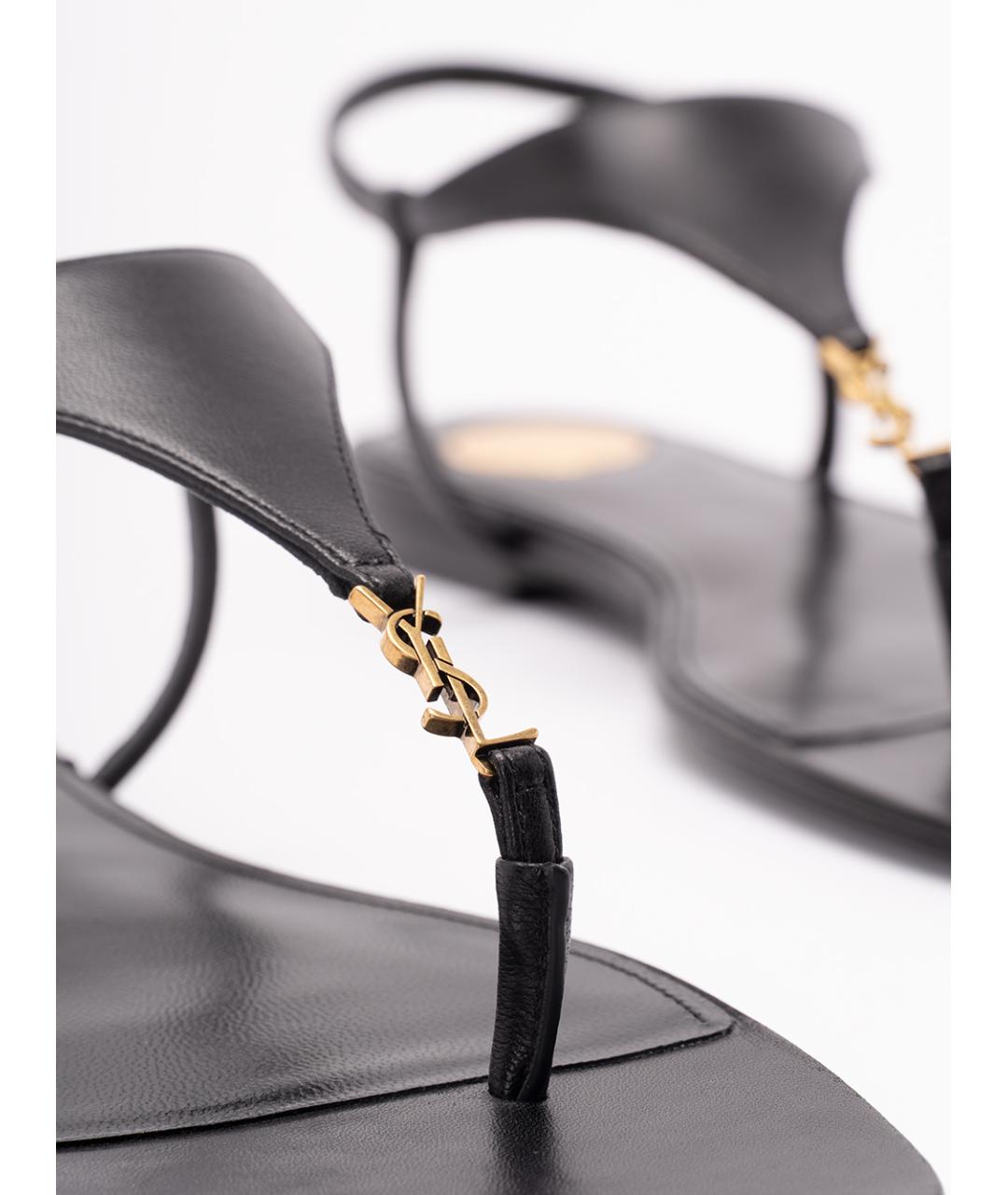 SAINT LAURENT Черные кожаные сандалии, фото 6