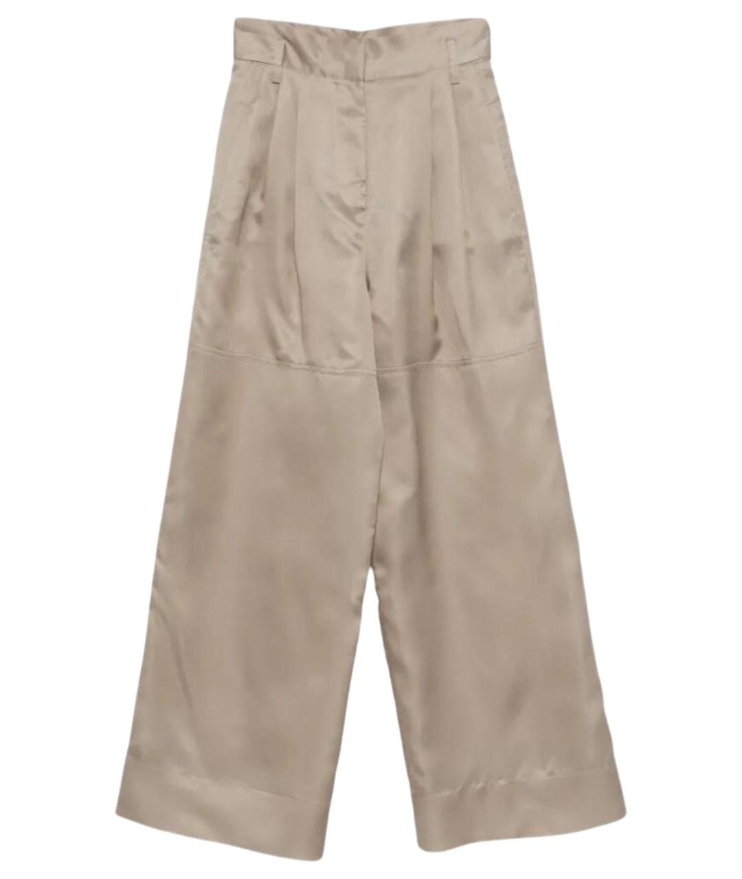 ALBERTA FERRETTI Бежевые шелковые брюки широкие, фото 1