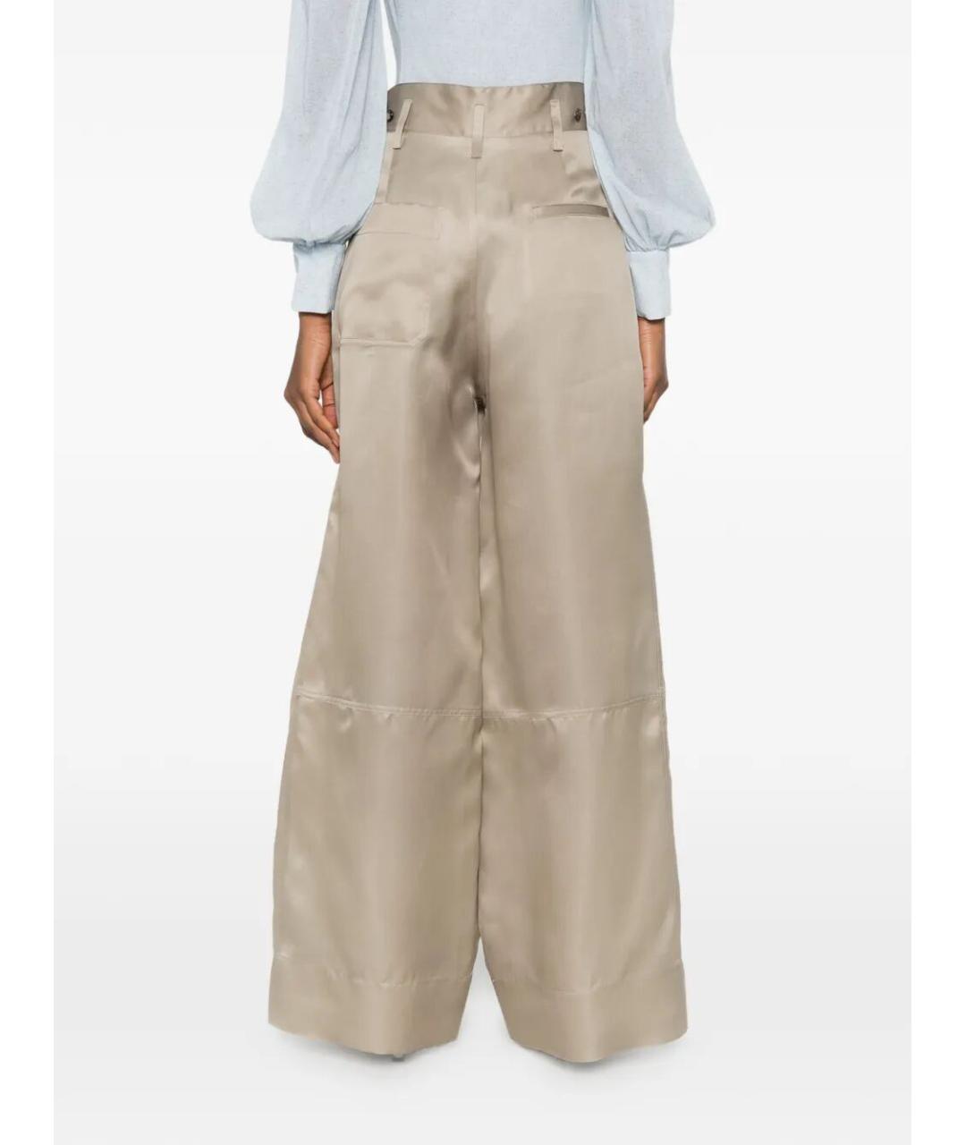 ALBERTA FERRETTI Бежевые шелковые брюки широкие, фото 5