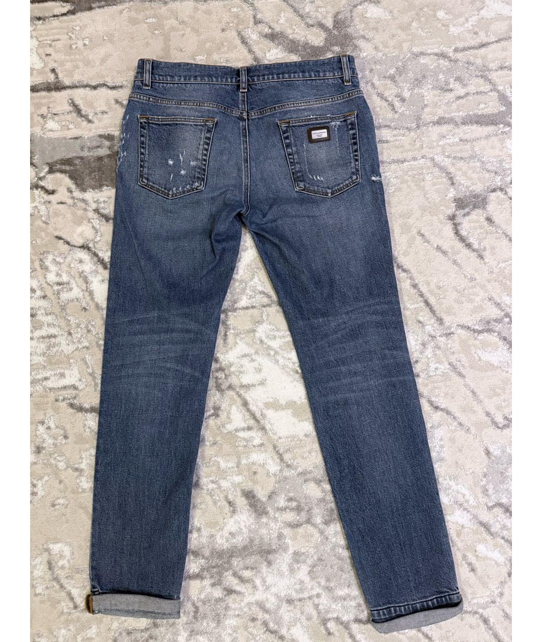 DOLCE&GABBANA Синие хлопковые прямые джинсы, фото 2