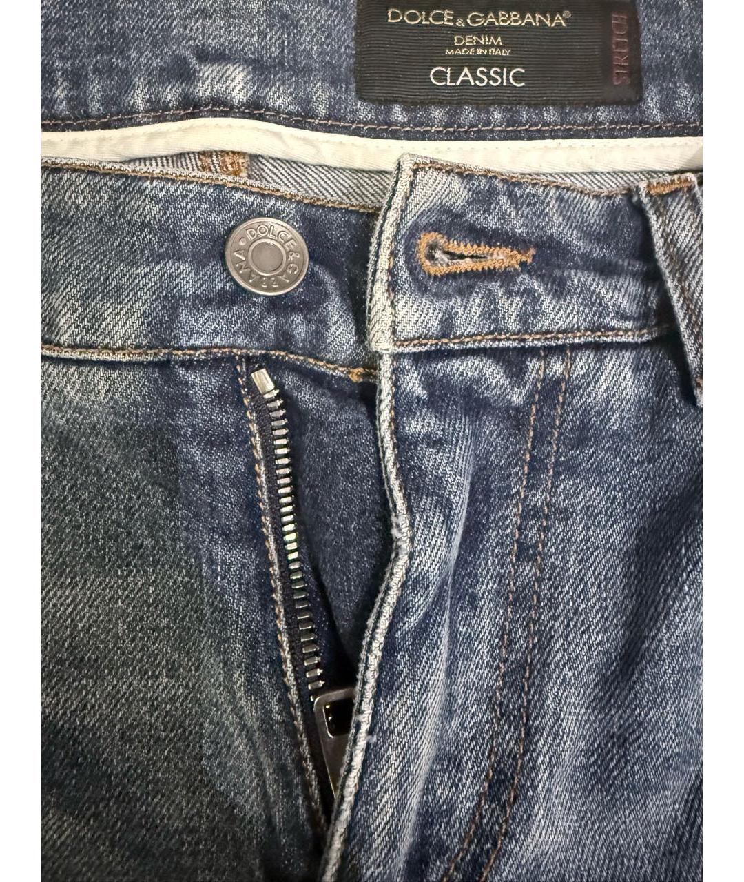 DOLCE&GABBANA Синие хлопковые прямые джинсы, фото 4