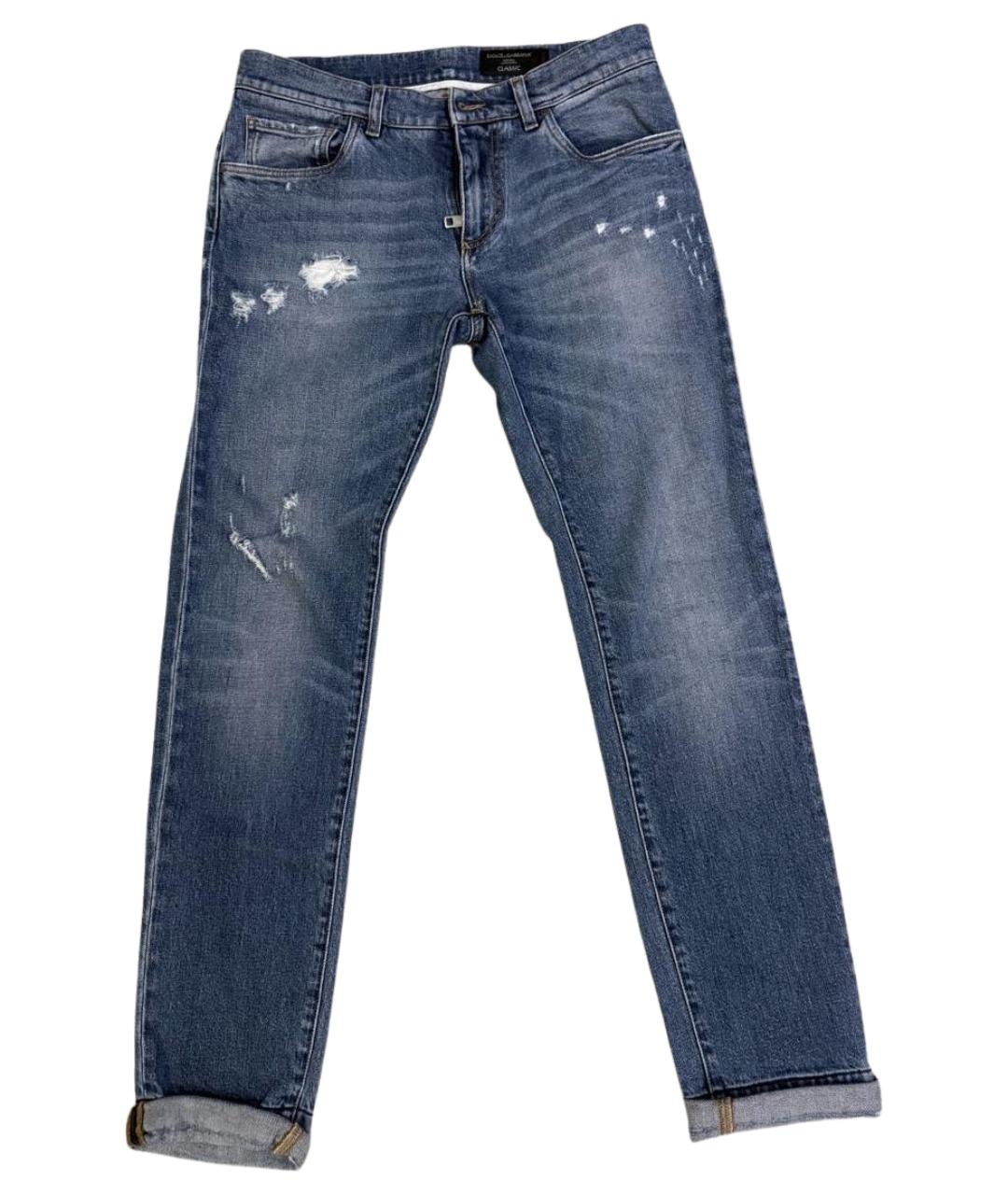 DOLCE&GABBANA Синие хлопковые прямые джинсы, фото 1