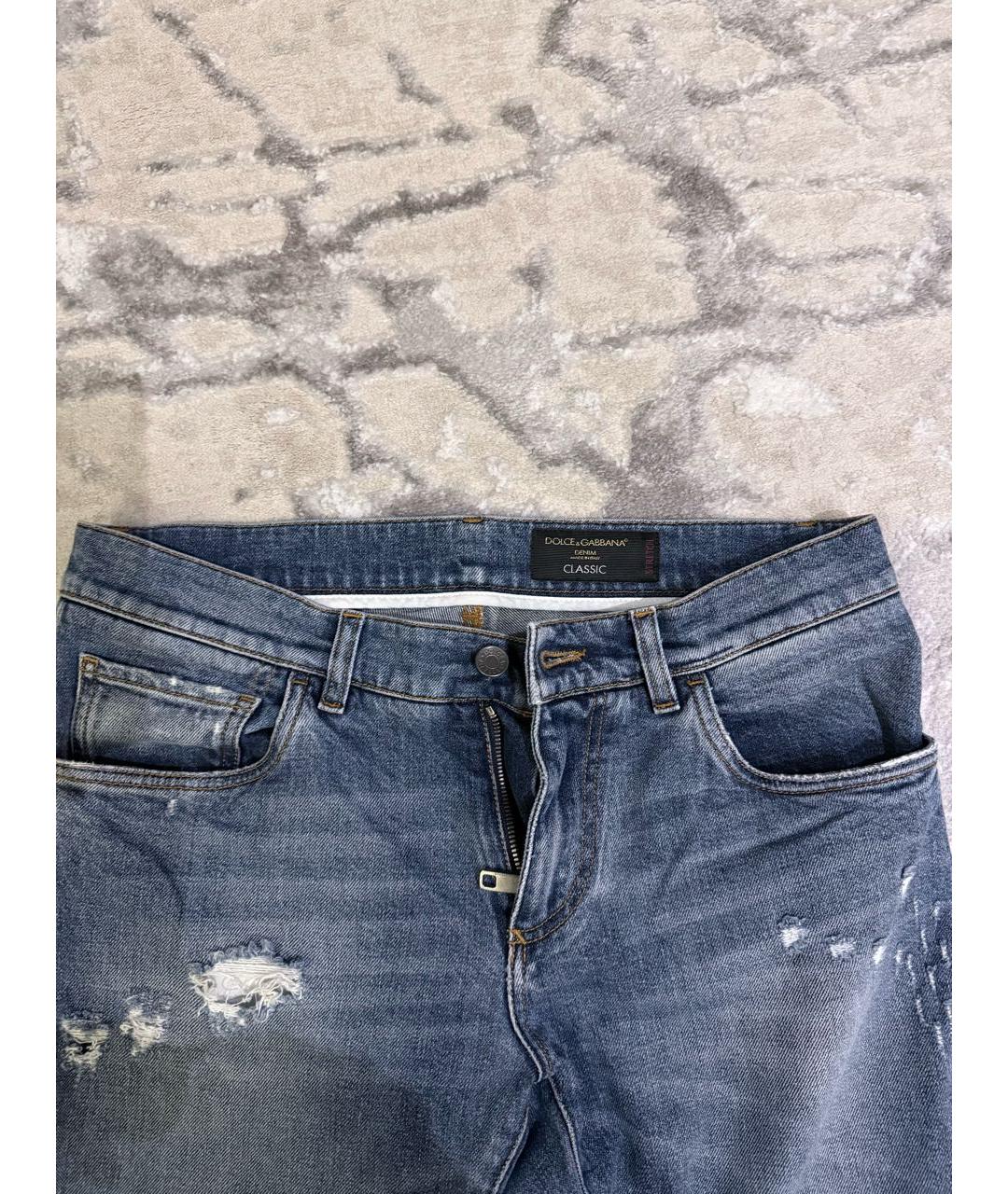 DOLCE&GABBANA Синие хлопковые прямые джинсы, фото 3