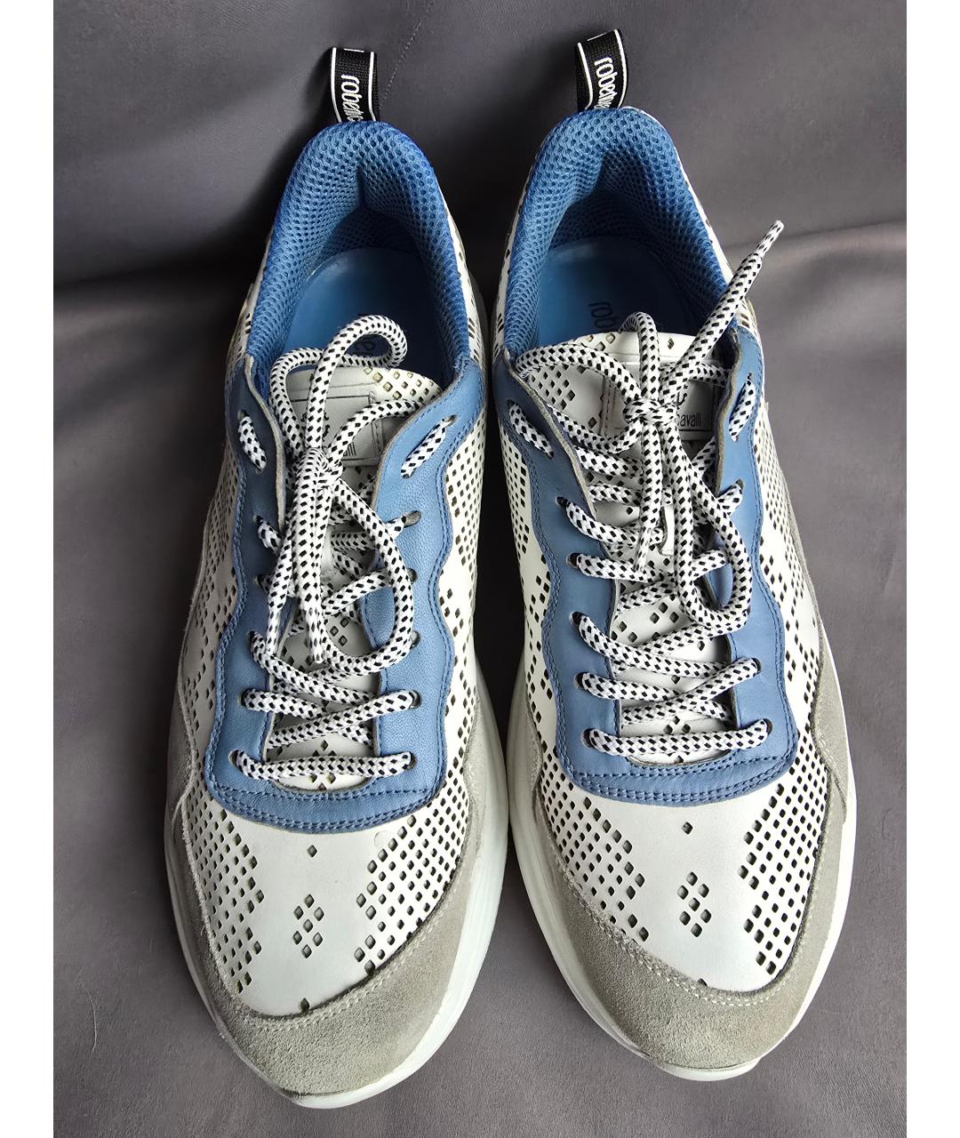 JUST CAVALLI Белые кожаные низкие кроссовки / кеды, фото 2