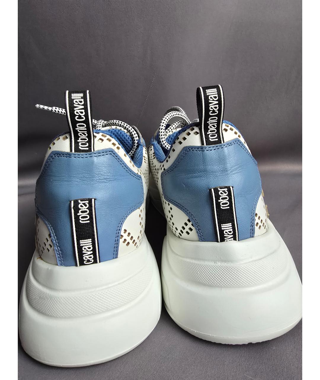 JUST CAVALLI Белые кожаные низкие кроссовки / кеды, фото 3