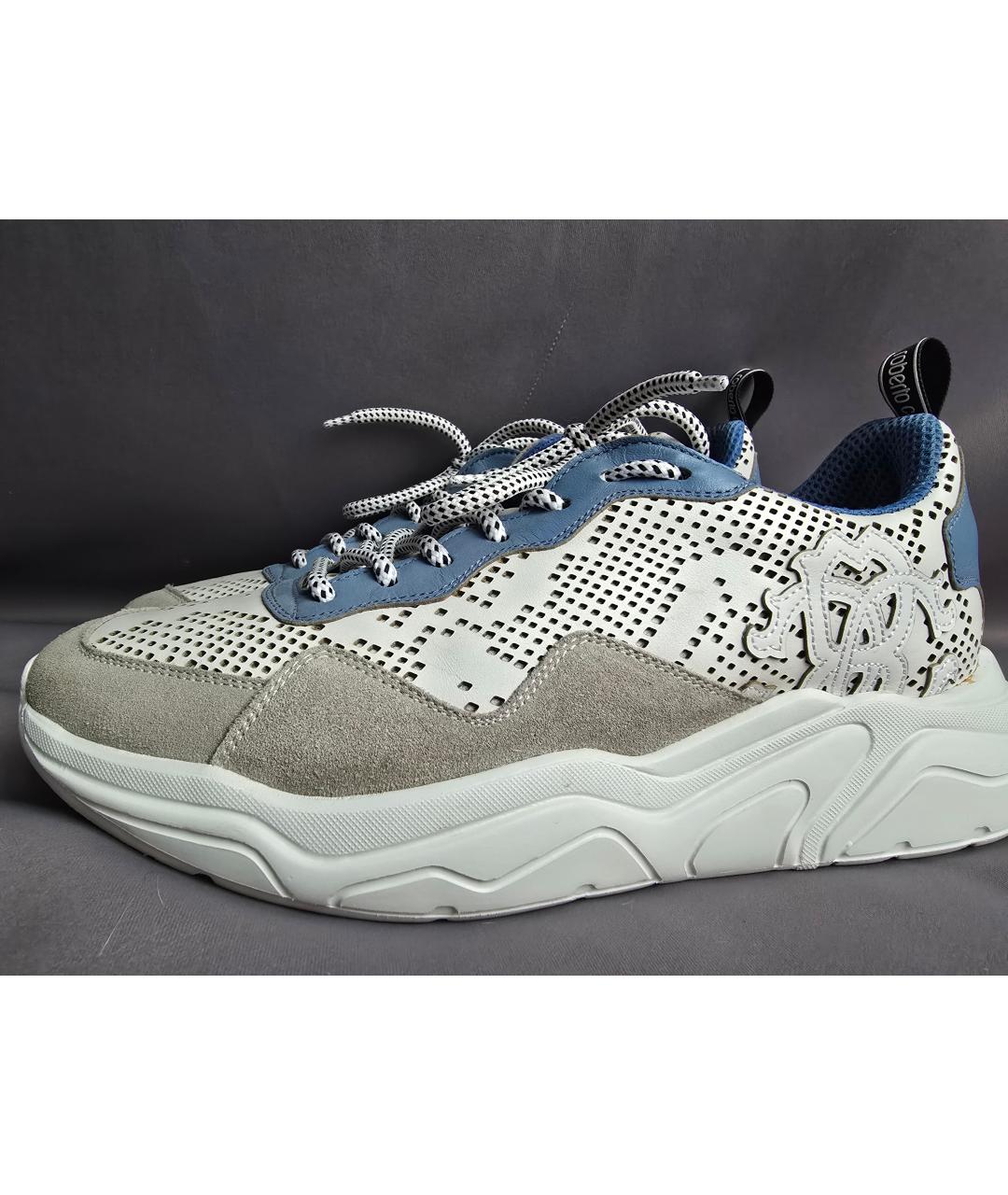 JUST CAVALLI Белые кожаные низкие кроссовки / кеды, фото 4