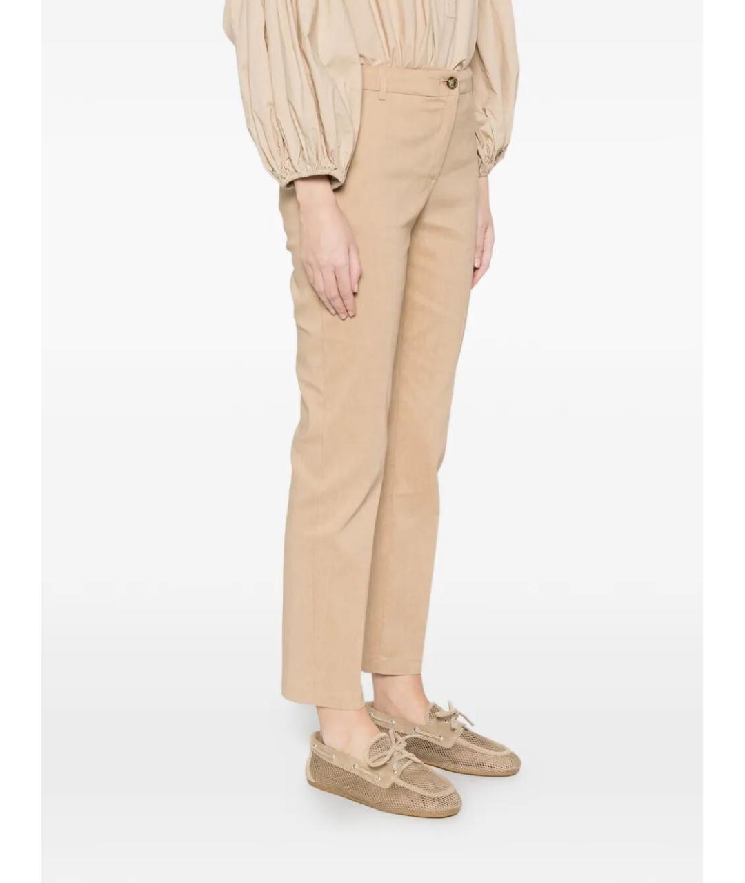 PINKO Бежевые льняные брюки узкие, фото 3