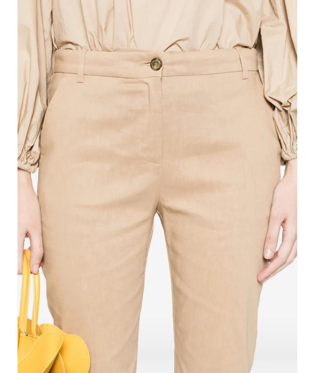 PINKO Бежевые льняные брюки узкие, фото 5