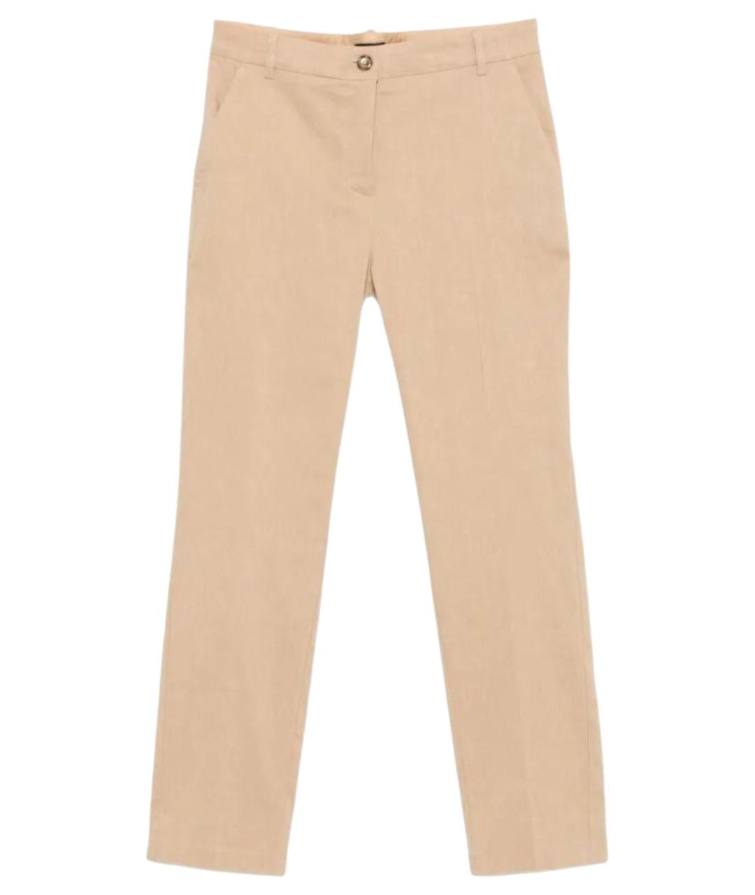 PINKO Бежевые льняные брюки узкие, фото 1