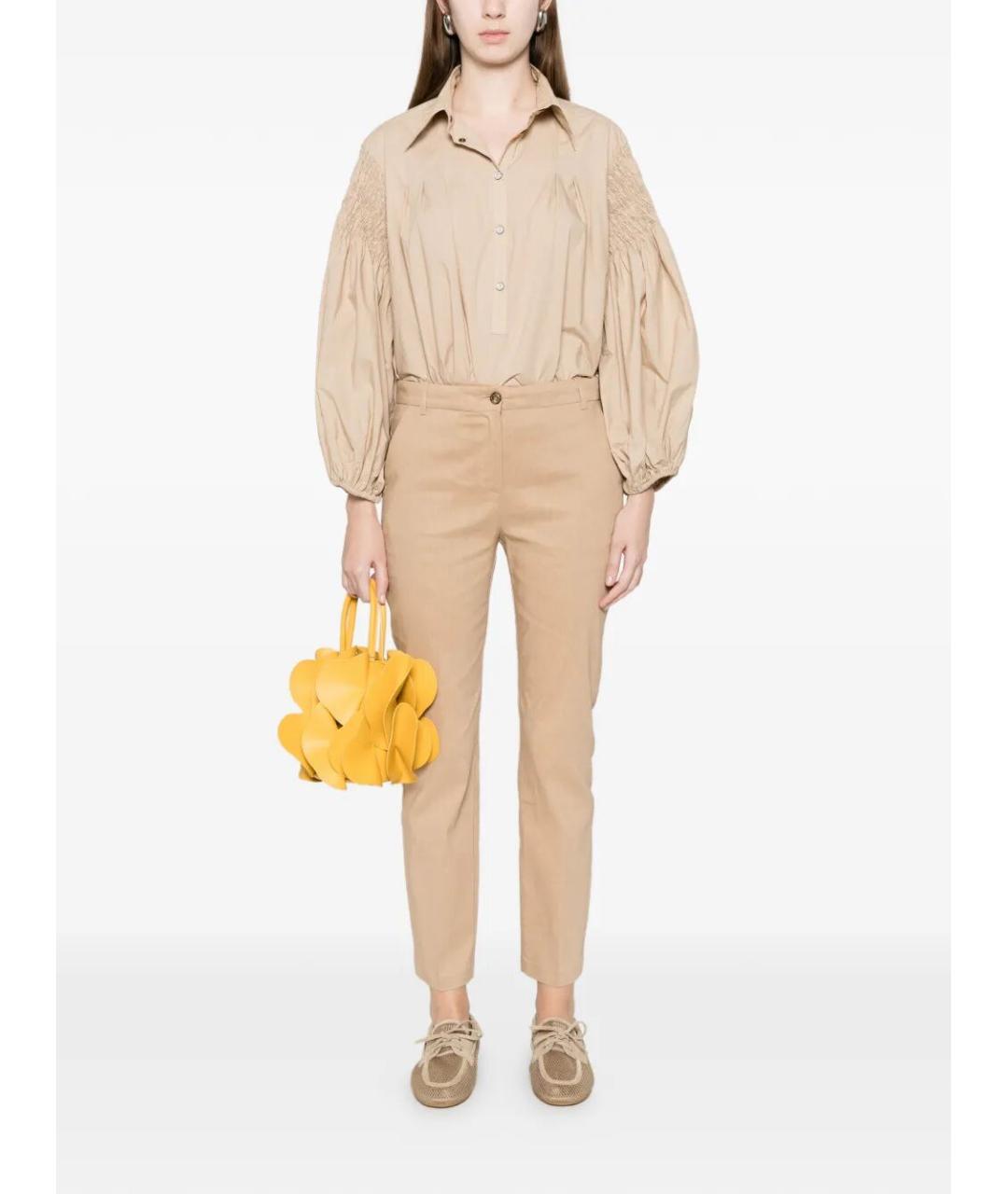 PINKO Бежевые льняные брюки узкие, фото 2