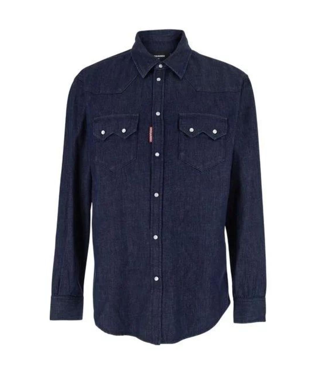 DSQUARED2 Синяя хлопковая кэжуал рубашка, фото 1