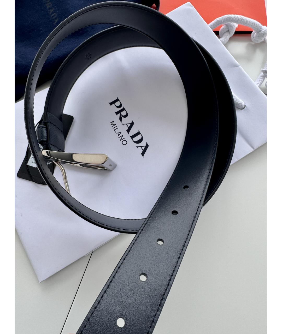 PRADA Темно-синий кожаный ремень, фото 9