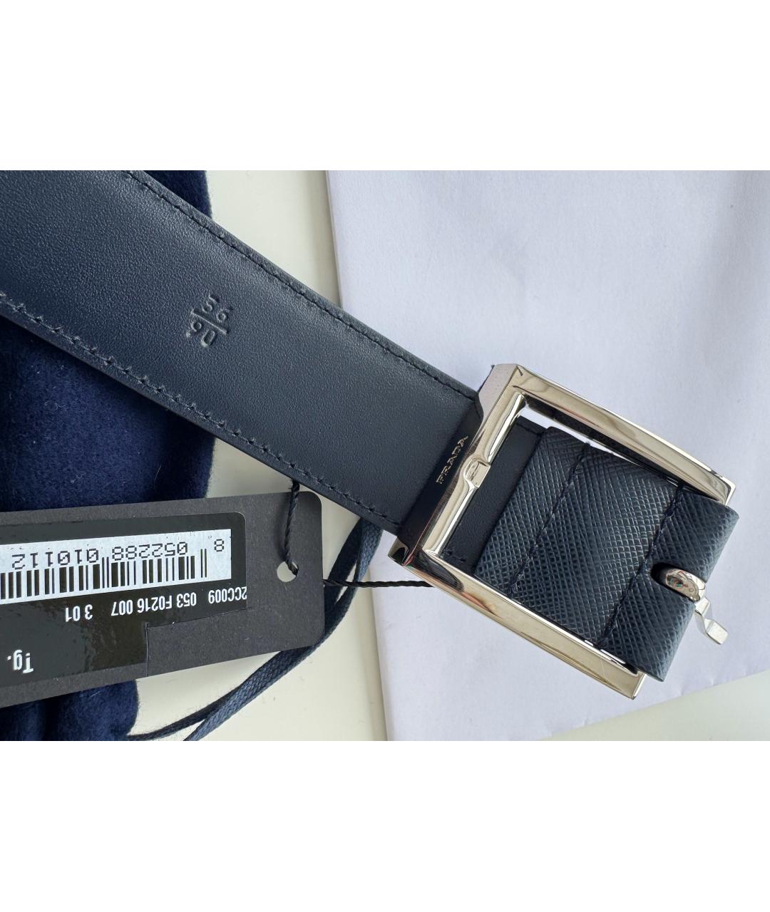 PRADA Темно-синий кожаный ремень, фото 2