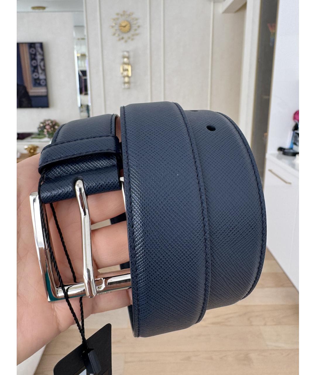 PRADA Темно-синий кожаный ремень, фото 10