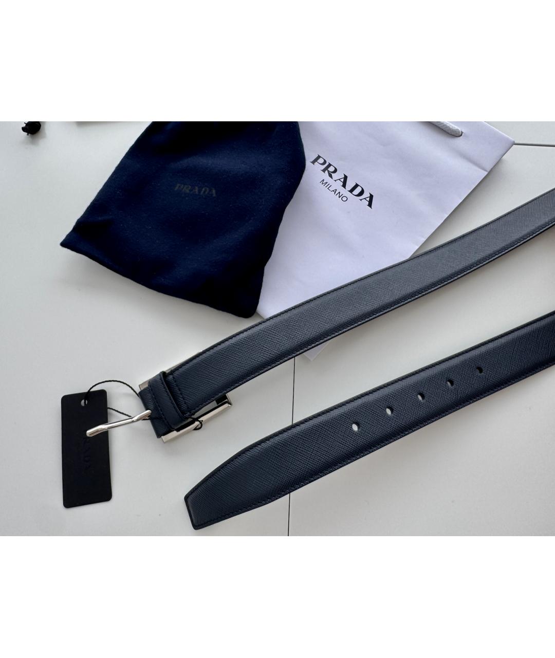 PRADA Темно-синий кожаный ремень, фото 5